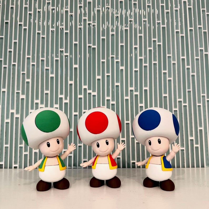Toad Figurine – Mario Bros Inspired Character | 3D Printed Toy | Gamer ...