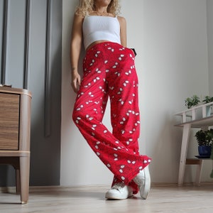 Mens Red and White Christmas Pajamas Pants -  Canada