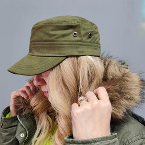 Cotton Blend Cadet Cap: Adjustable Military Style Hat