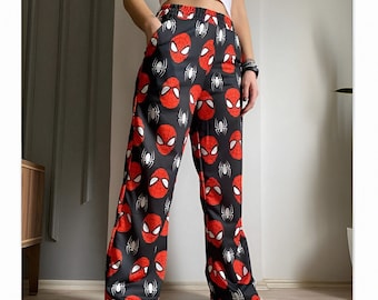 Pantaloni sportivi a gamba larga Y2K Spiderman, abbigliamento Kawaii, fondo cartone animato, abbigliamento Harajuku, abbigliamento alternativo, regalo di Natale