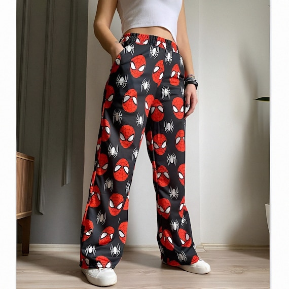 Pantalon de survetement Spiderman 2000 ans vetements kawaii bas de dessin anime vetements harajuku vetements alternatifs cadeau de Noel Etsy France