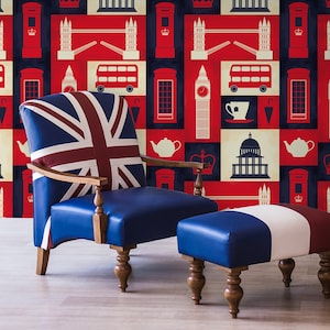 Retro London wallpaper [Peel and Stick (self adhesive) or Non-Pasted Vinyl Papers]