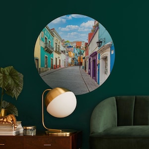 Circle wall sticker, Mexican old city center | Peel and Stick | Self adhesive | Circle Wall Decal | Wall Decor