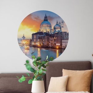 Circle wall sticker, italian city landscape | Peel and Stick | Self adhesive | Circle Wall Decal | Wall Decor