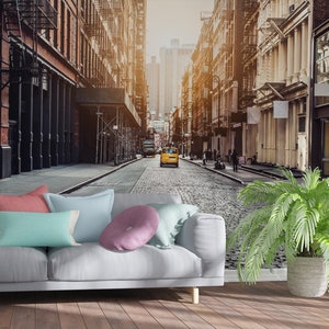 New York City Manhattan-Tapete, Sonnenuntergangslandschaft, Wandbild, Heimdekoration, [abziehen und aufkleben (selbstklebend) oder nicht beklebte Vinylpapiere]