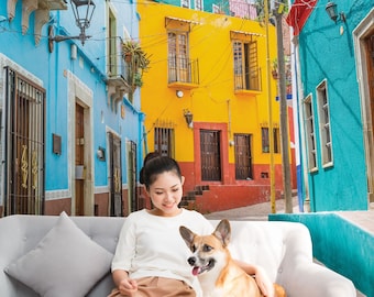 Colorful alleys wallpaper, streets in Guanajuato city, Mexico | peel and stick, self adhesive, wall mural, removable wallpaper, wall decor