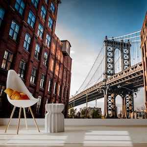 Manhattan-Brücke-Tapete, New York City-Tapete [Abziehen und Aufkleben (selbstklebend) oder nicht geklebte Vinylpapiere]