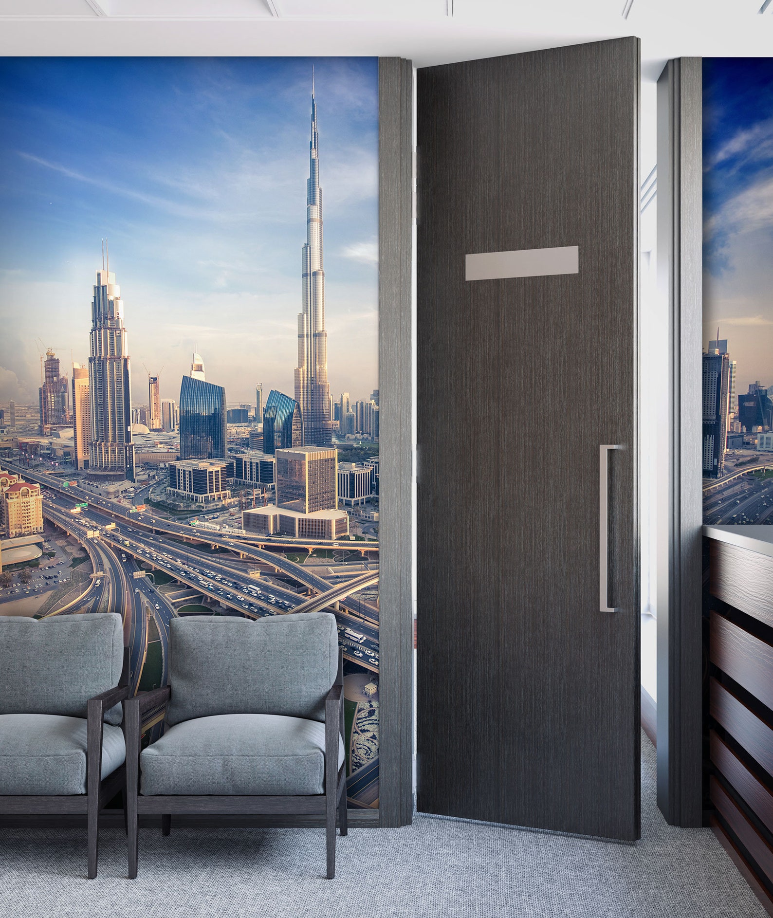 Dubai Skyline Evening Wallpaper Peel and Stick, Self Adhesive, Wall