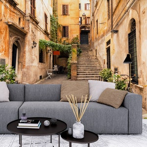 Romantic Alley in Old Part of Rome, Italy, 3D Effect Wallpaper Peel and