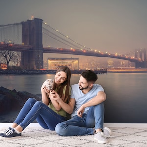 Brooklyn Bridge Tapete, Manhattan, New York City | Abziehen und Aufkleben, selbstklebend, Wandbild, abnehmbare Tapete, Wanddekoration