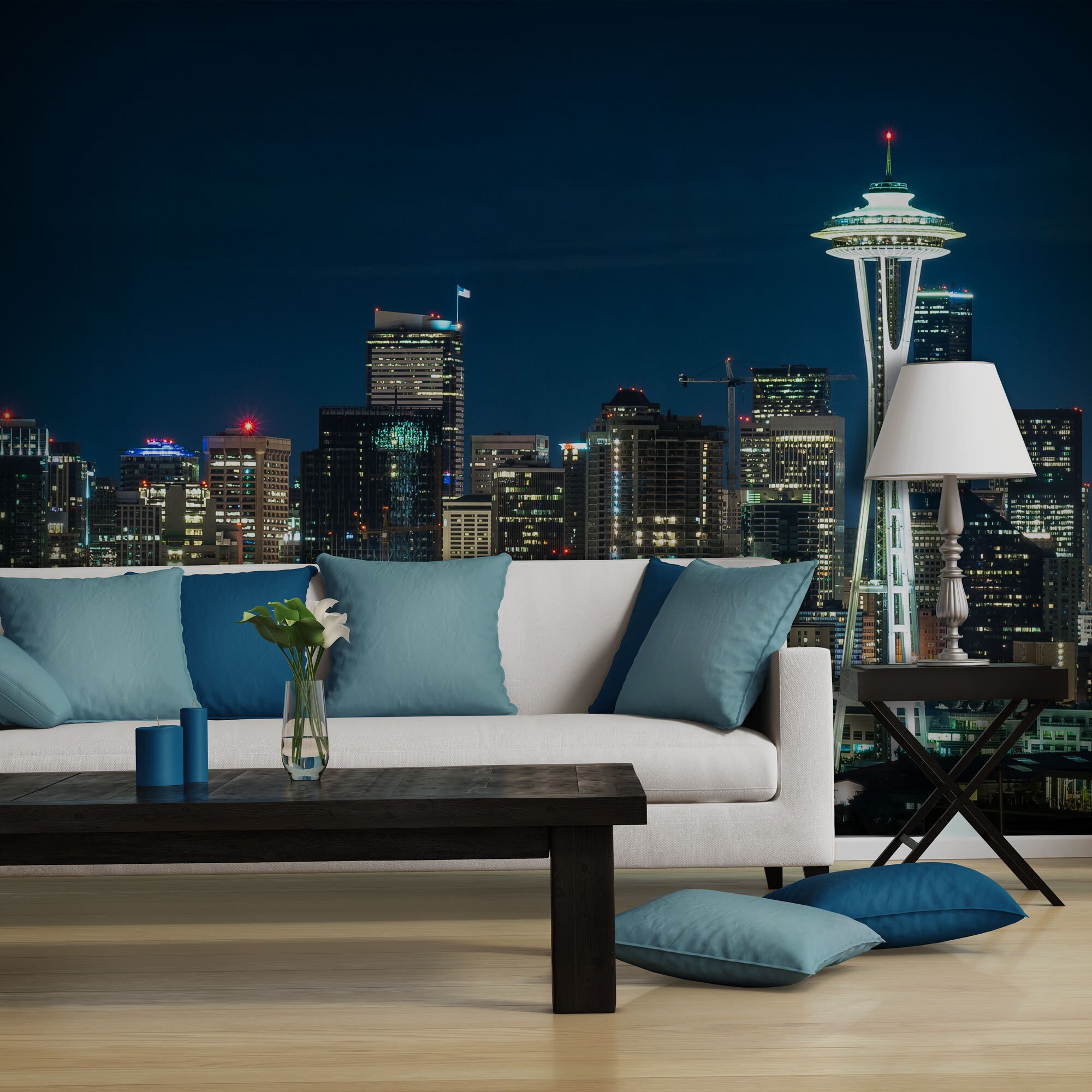 Seattle Skyline at Night Wallpaper Peel and Stick Self - Etsy Seattle Skyline at Night Wallpaper Peel and Stick Self - Etsy
