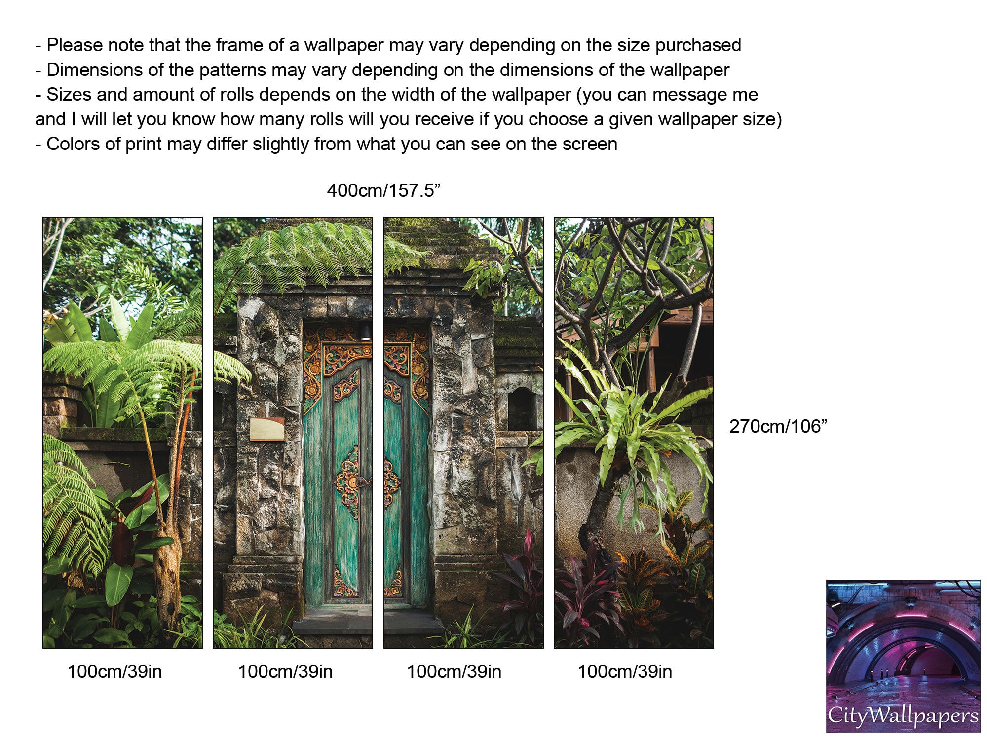 Traditional Balinese Wooden Door, Bali Style Wallpaper Peel & Stick