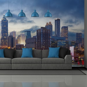 City of Atlanta wallpaper | peel and stick, self adhesive, wall mural, removable wallpaper, wall decor