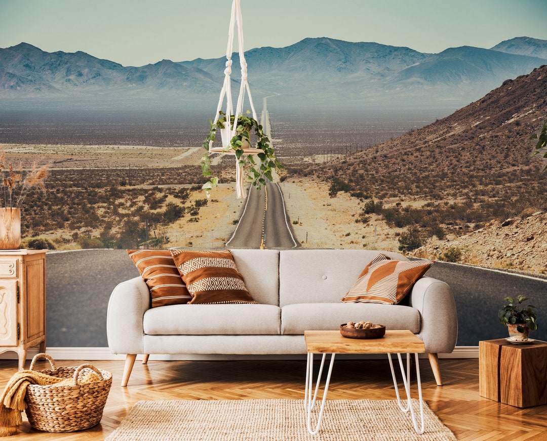 Desert Highway Wall Mural Arizona Road Removable Wallpaper Peel and