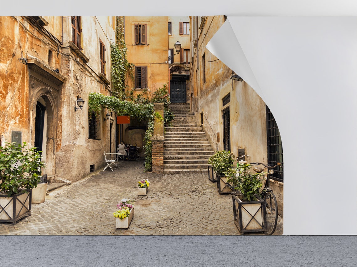 Romantic Alley in Old Part of Rome Italy 3D Effect Wallpaper - Etsy