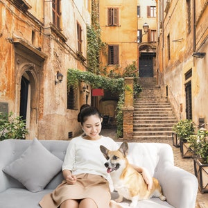 Romantic Alley in Old Part of Rome, Italy, 3D Effect Wallpaper Peel and