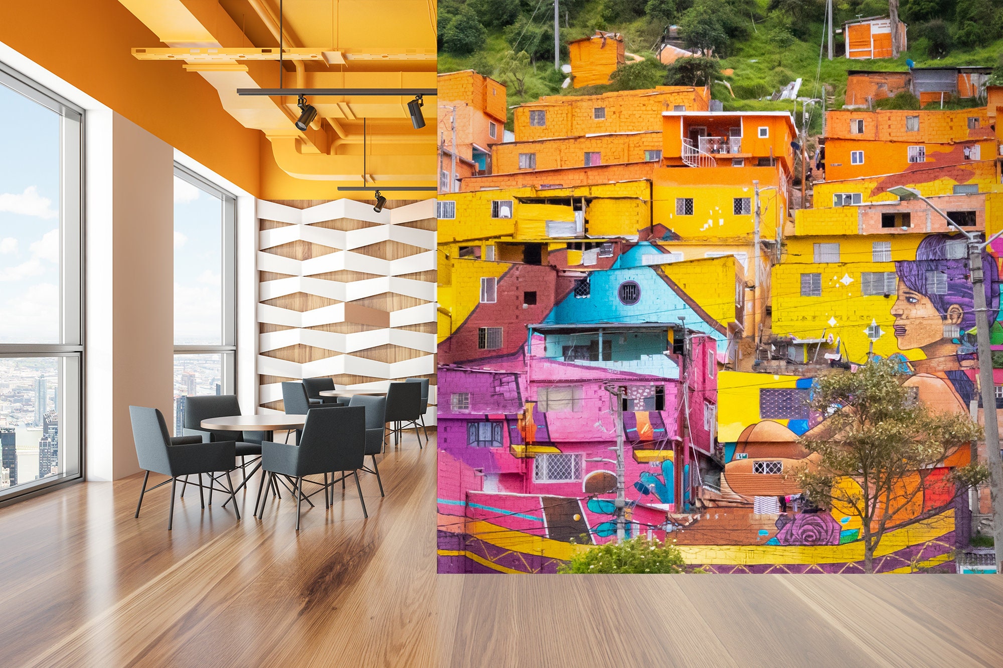 Colombia South Bogota Colorful Wallpaper, Los Puentes Peel and Stick