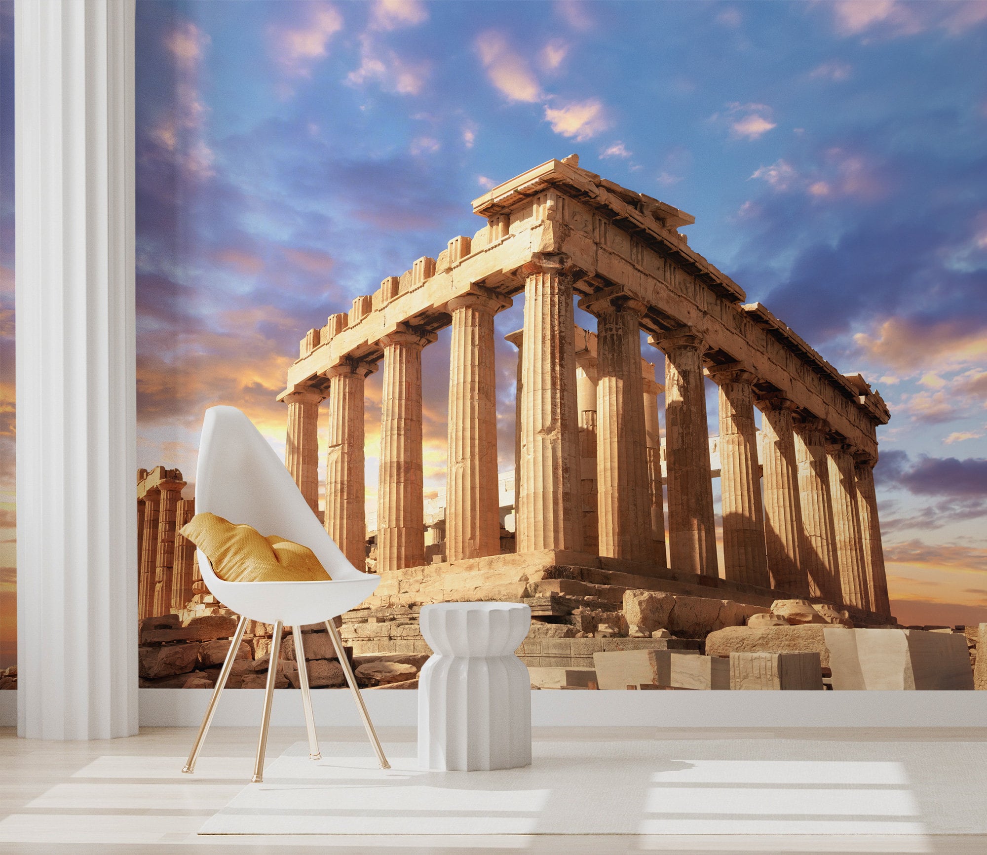 Parthenon Wallpaper, Acropolis, Athens, Greece, Sunset Sky, Greek Columns [Peel and Stick (self adhesive) or Non-Pasted Vinyl Papers]