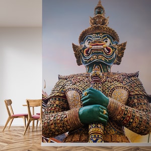 Bangkok Wallpaper, Emerald Buddha Temple, beautiful ornament || peel and stick or vinyl, self adhesive, wall mural, removable wallpaper