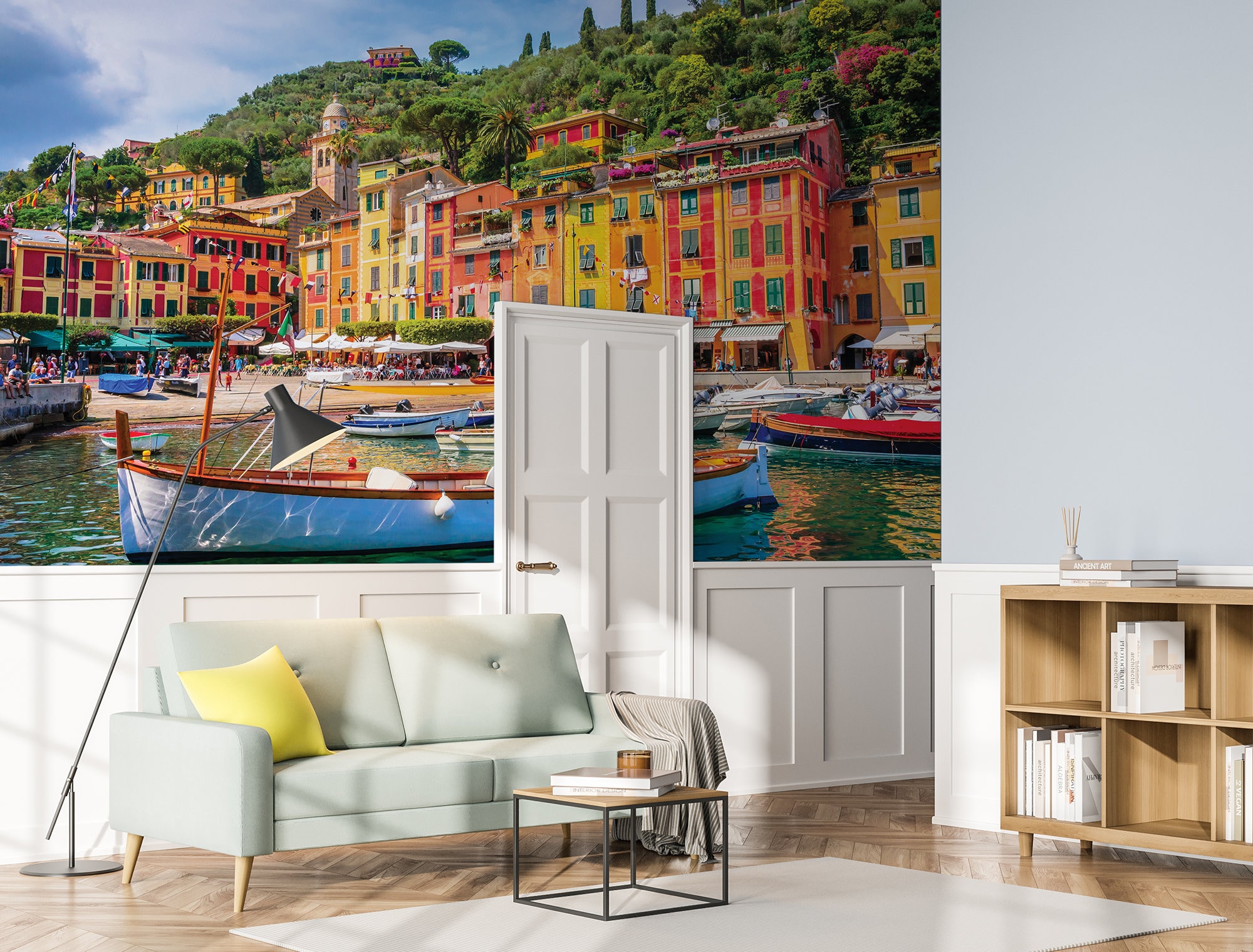 Portofino Bay Wallpaper, Colorful Buildings of Italy Peel and Stick