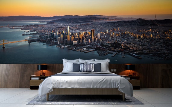 specificeren Aan boord veel plezier Behang met San Francisco Skyline bij zonsondergang - Etsy België