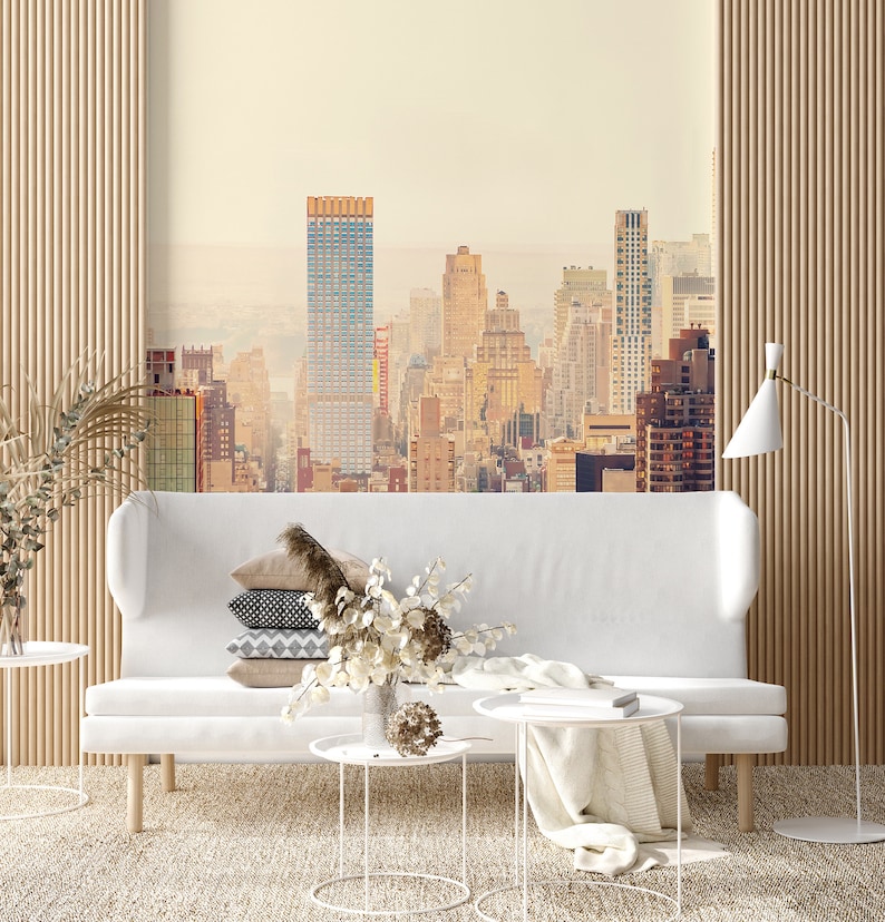 New York City Skyline Wallpaper Peel and Stick Self Etsy