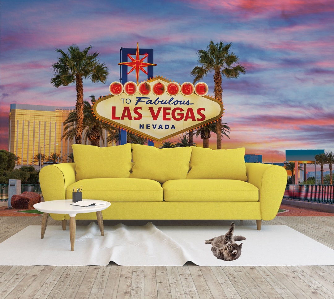 Las Vegas Wallpaper Welcome Sign Peel and Stick Self - Etsy