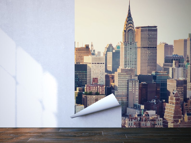 New York City Skyline Wallpaper Peel and Stick Self Etsy