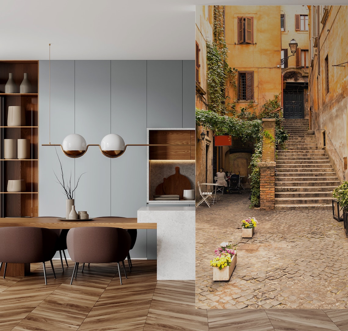 Romantic Alley in Old Part of Rome Italy 3D Effect Wallpaper - Etsy
