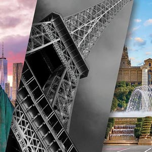 May include: A collage of cityscapes from around the world, including Amsterdam, Tokyo, New York City, Paris, Barcelona, London, and Hong Kong. The image features iconic landmarks like the Eiffel Tower, the Statue of Liberty, and Big Ben. CITYWALLPAPERS is displayed at the bottom of the image.