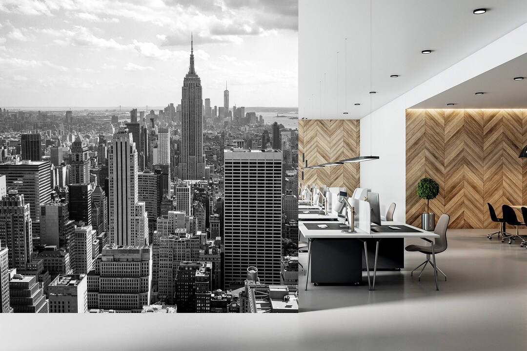 Black and White Wallpaper With New York Peel and Stick Self - Etsy