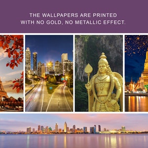 May include: A collage of cityscapes from around the world, including the Eiffel Tower in Paris, a highway in Atlanta, a golden statue in Thailand, and a temple in Bangkok. The text "CityWallpapers" is in the lower right corner.