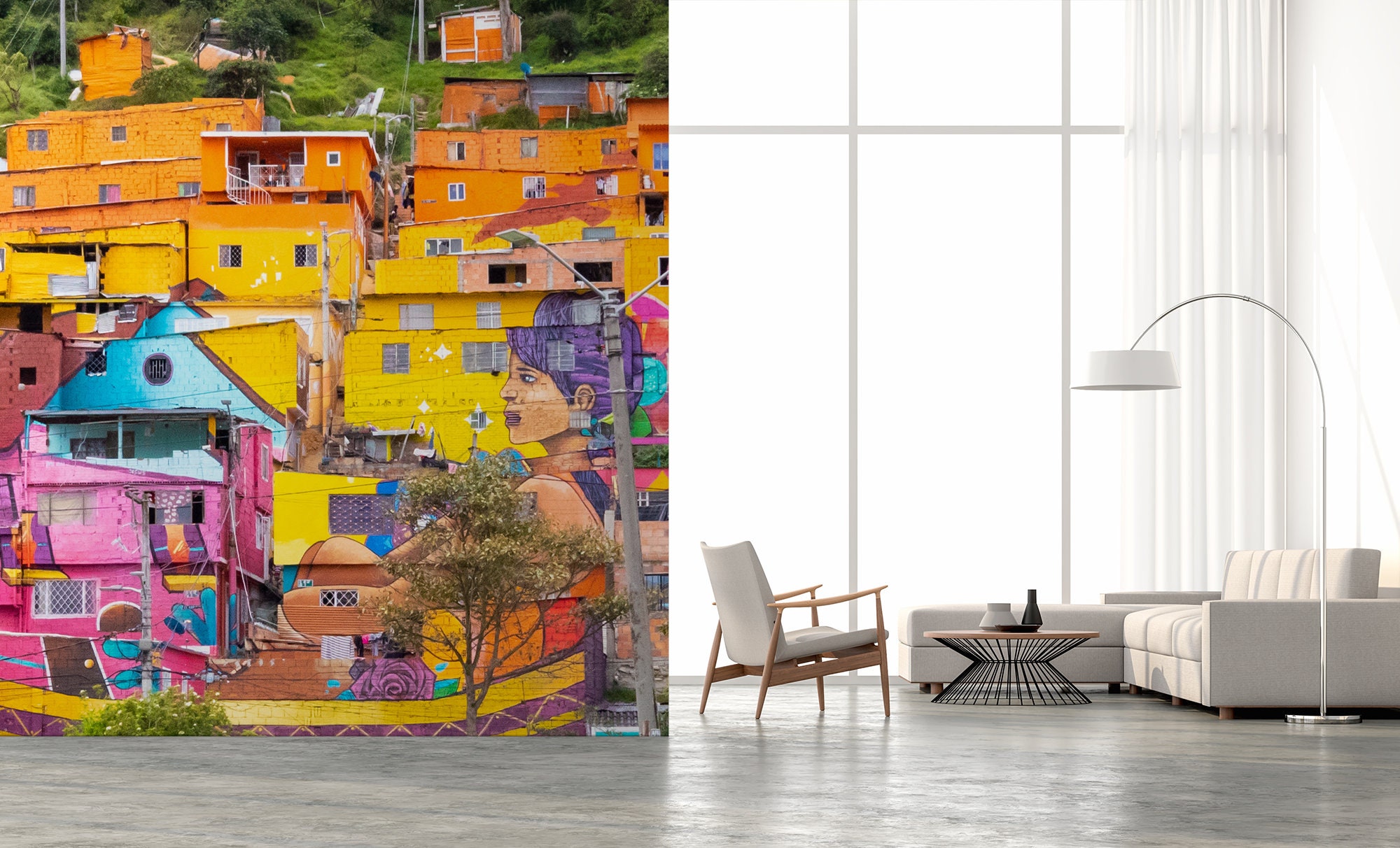 Colombia South Bogota Colorful Wallpaper, Los Puentes Peel and Stick
