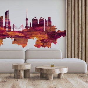 Seoul wallpaper, South Korea, skyline | peel and stick, self adhesive, wall mural, removable wallpaper, wall decor