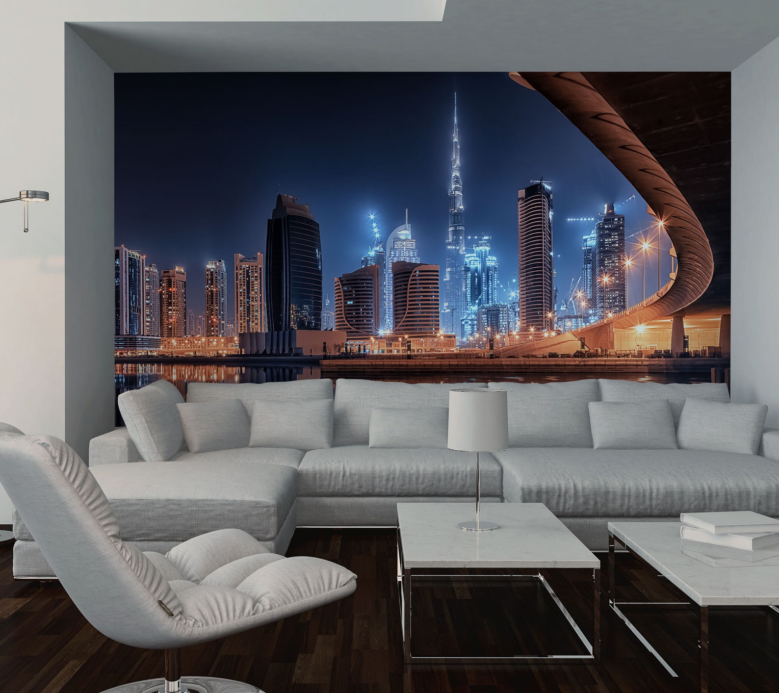 Dubai by Night Wallpaper Peel and Stick, Self Adhesive, Wall Mural