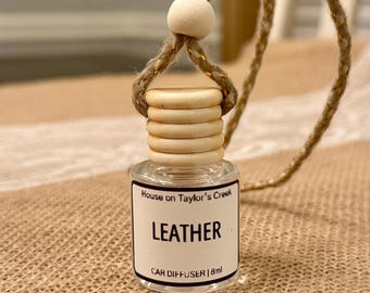 Ambientador de cuero para coche / Difusor colgante para coche / Aroma masculino para coche / Decoración para coche / Difusor de aceites esenciales / Regalo para él / Larga duración