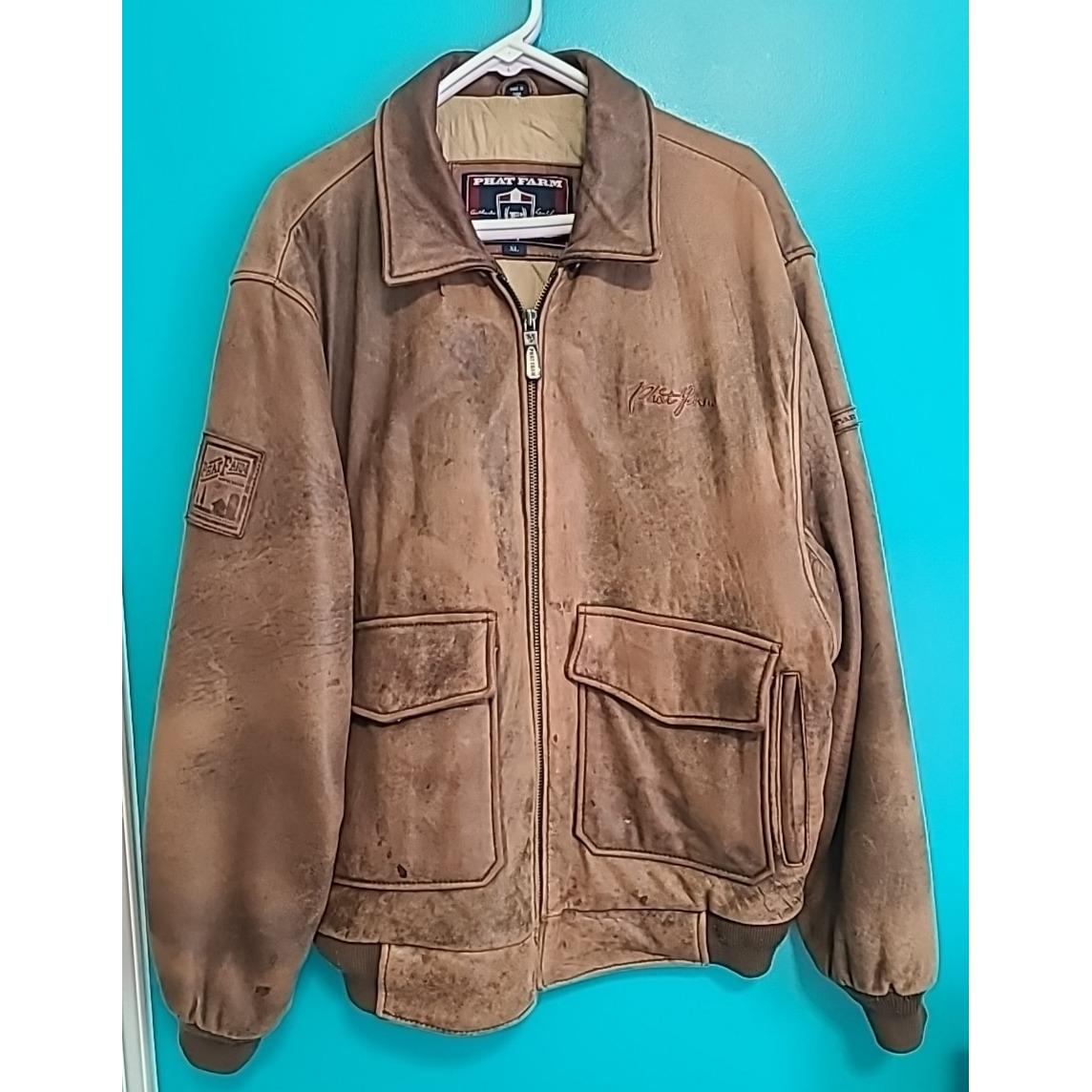 PHAT FARM leather jacket vintage Russell Simmons varsity 90s