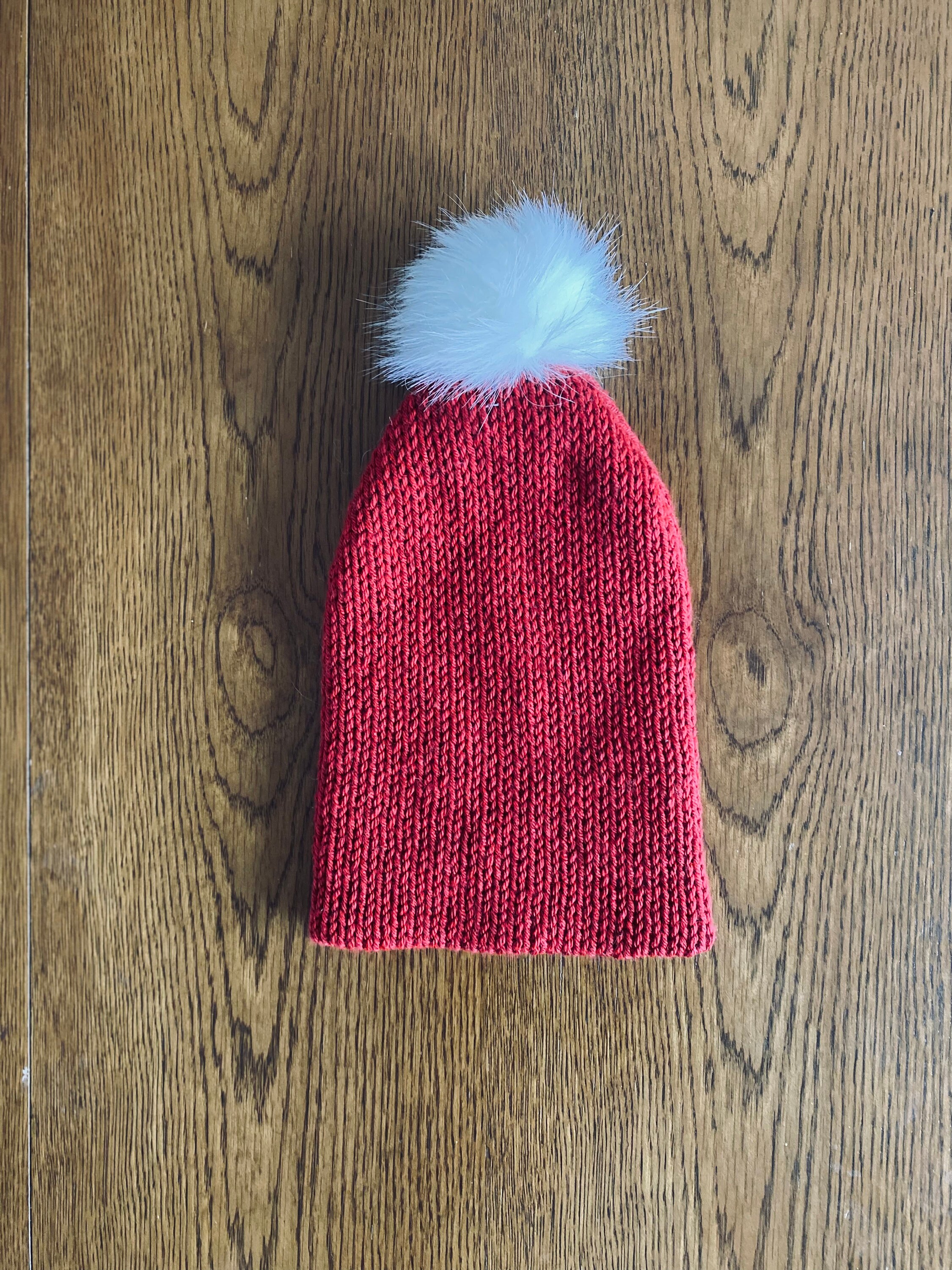 Red Beanie With White Pompom - Etsy