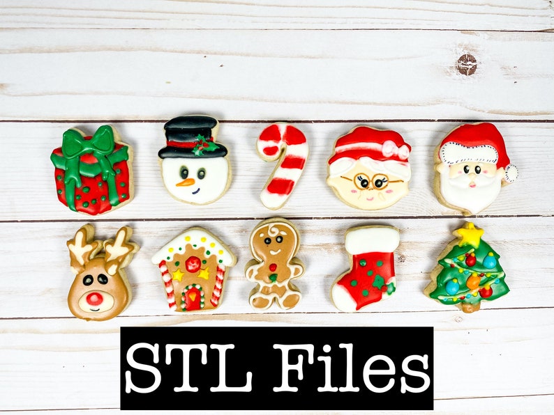 STL Files Mini Christmas Themed Cookie Cutters Christmas Minis Holiday Candy Cane Santa Mrs 
