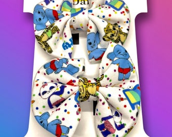 Lazos para el pelo de tela con diseño de fiesta de palabras, cumpleaños para bebés y niños pequeños