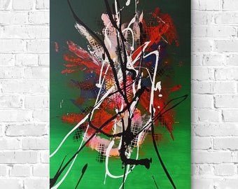 Origineel abstract schilderij op canvas met acryl, ingelijst, 70*100 cm, abstracte kunst, originele kunst, acrylschilderen, wanddecoratie, woondecoratie