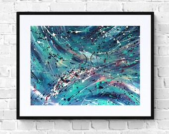 Original Abstract Acrylic Painting on Paper, 50*70 cm, Acrylic Painting, Abstract Art, Original Art, Home Decor, Wall Decor, Zodiac, Pisces