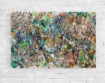 Original Abstract Diptych Painting on Canvas with Acrylic & Texture Paste, Overall Size:80*120 cm, Abstract Art, Acrylic Painting, HomeDecor
