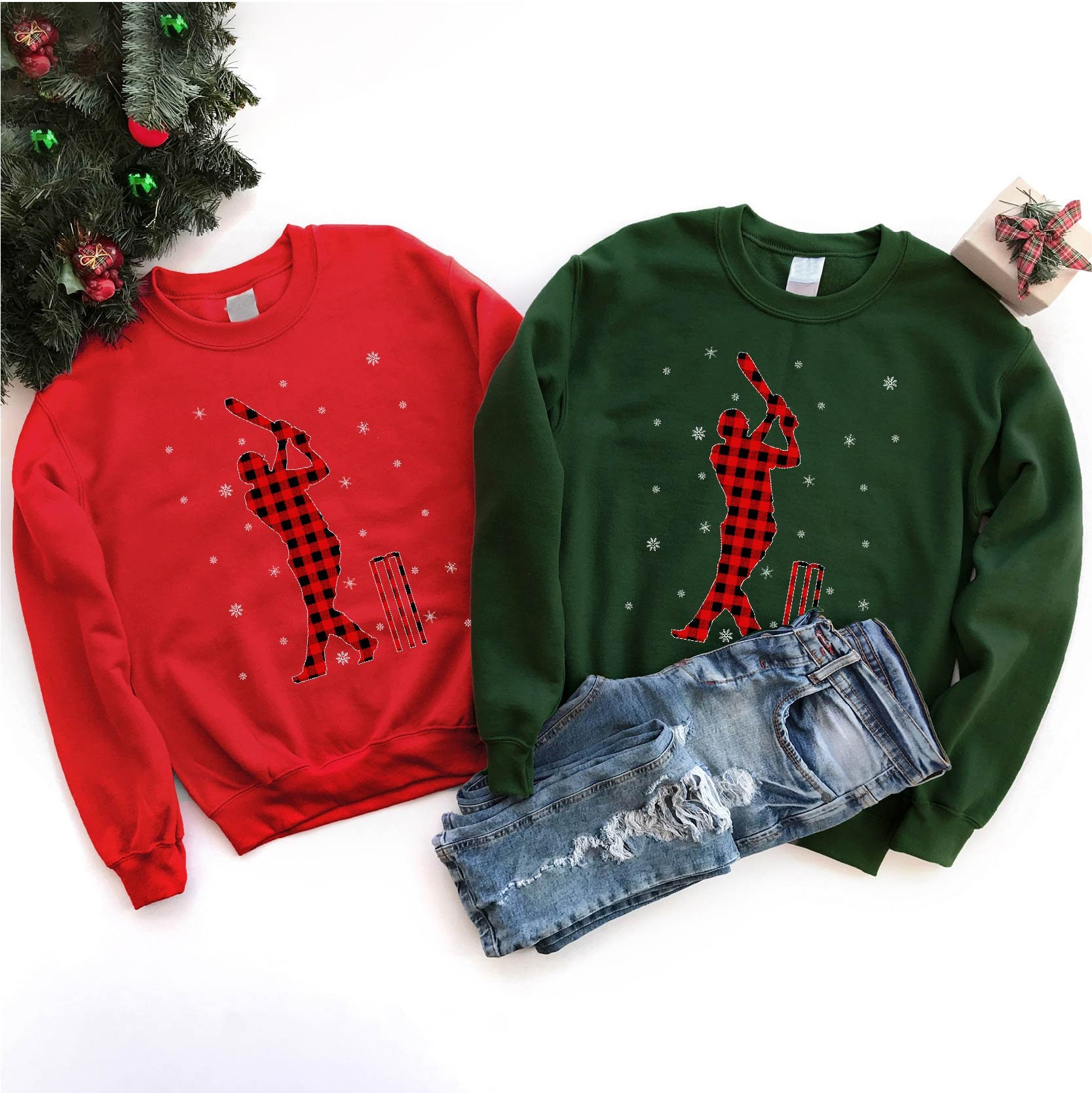 Discover Family Matching Red Plaid Cricket Christmas T-shirt