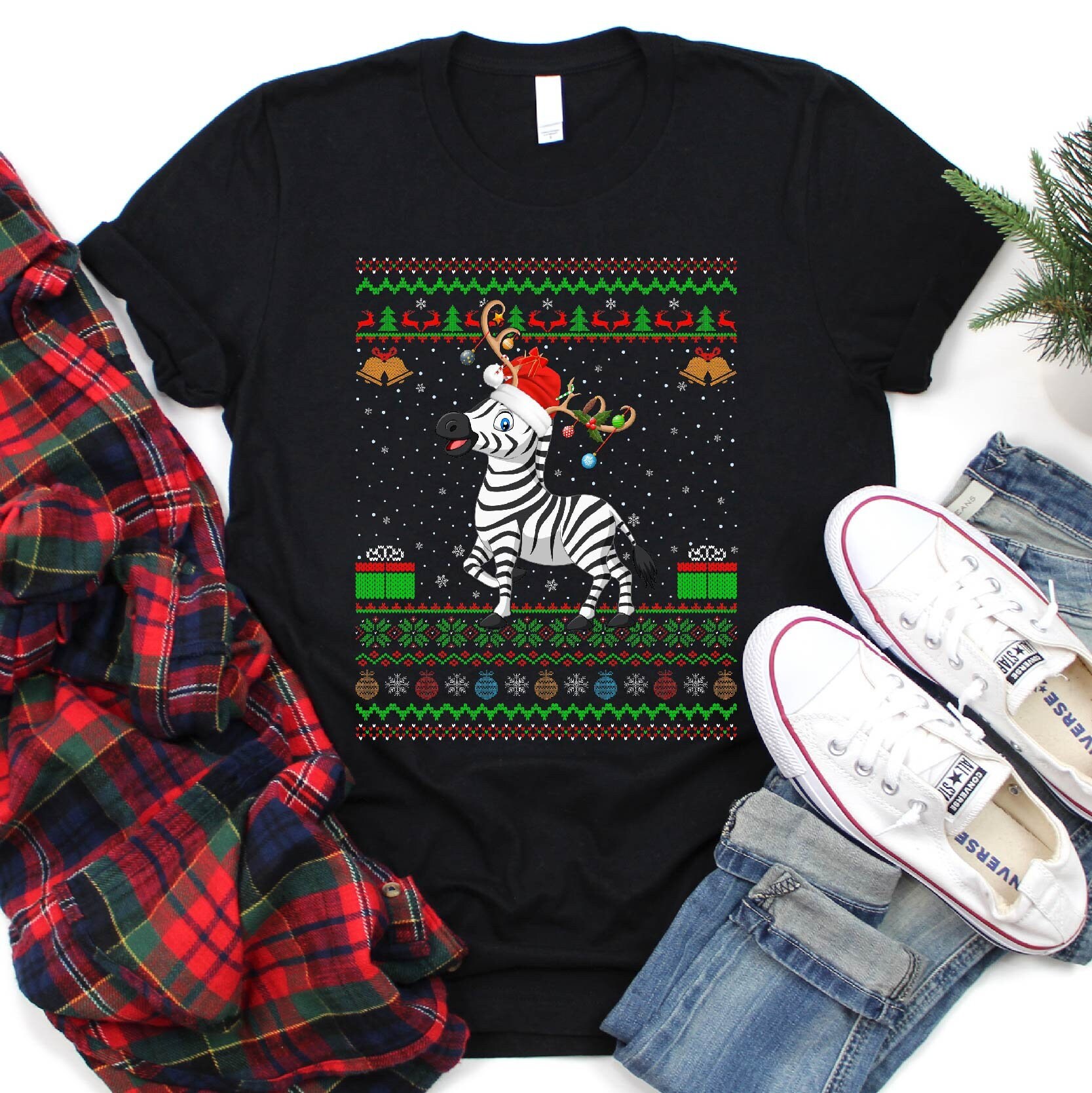 zebra christmas sweater