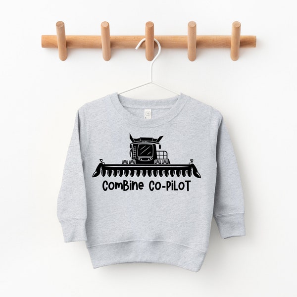 Combine Co-pilot Sweatshirt // Farm Kid Sweatshirt // Kids Tractor Shirt // Kids Harvest Shirt // Toddler Farm Sweatshirt // Pink Farm Shirt