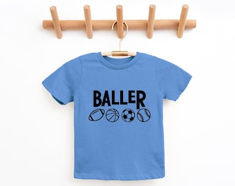 Boys 'Baller' Sports Graphic Tee: Soft Combed Cotton