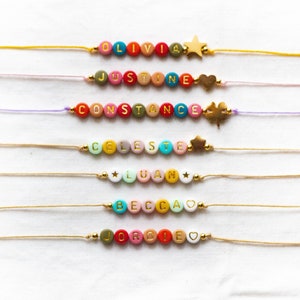 Adjustable colorful message bracelet, customizable bracelet, alphabet bead bracelet L'atelier de Magena image 9