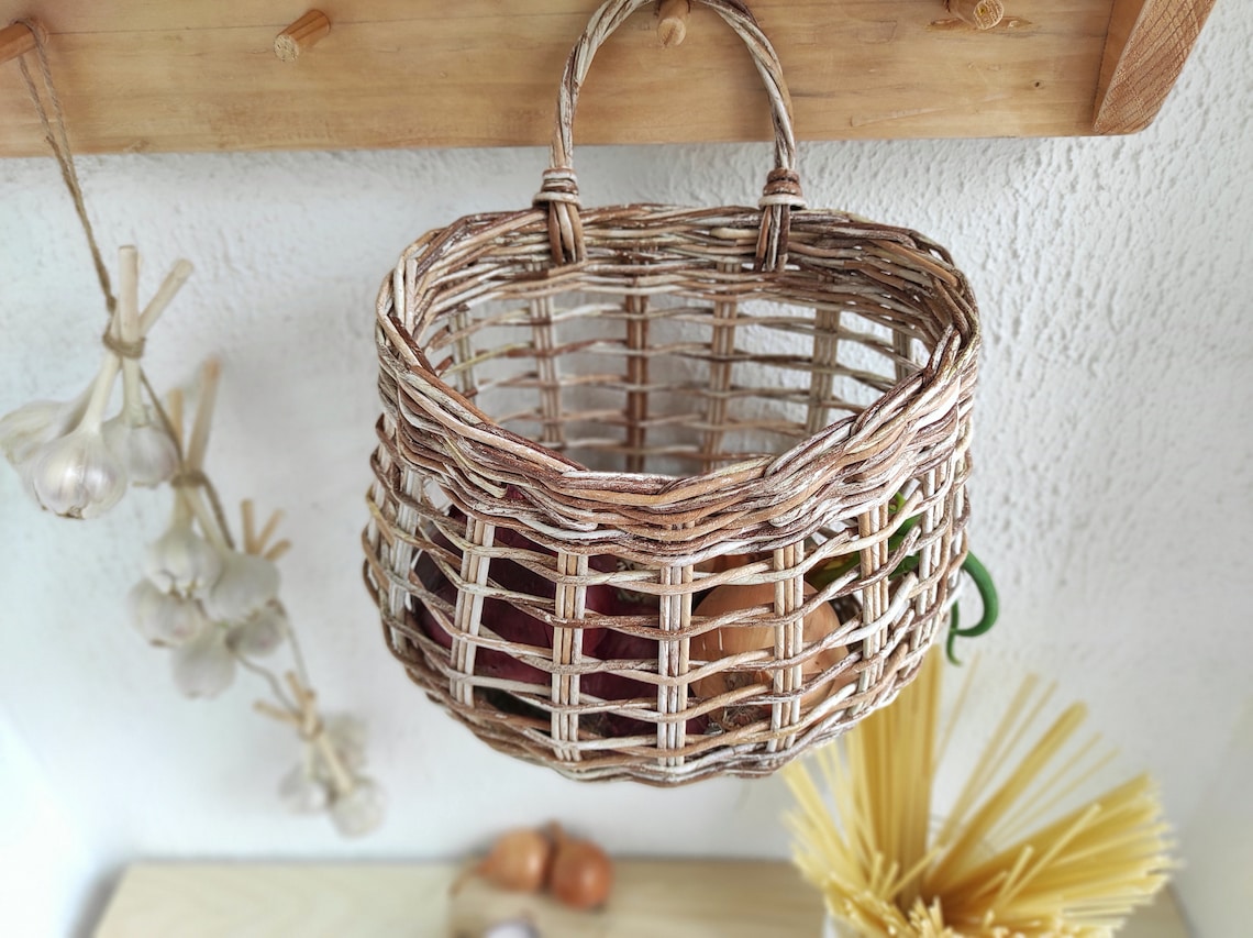 Onion basket Kitchen wall decor farmhouse Kitchen storage Etsy