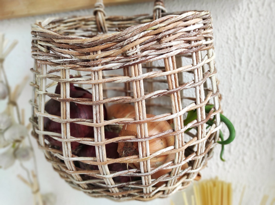 Onion basket Kitchen wall decor farmhouse Kitchen storage Etsy